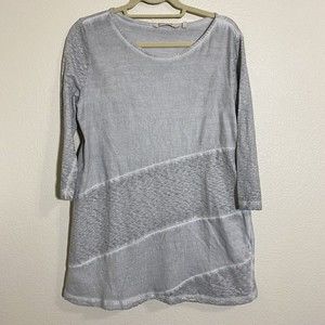 Soft Surroundings Womens Shirt Size M Gray 3/4 Sleeve